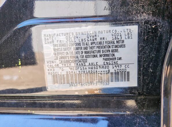 3N1AB8CV0RY347032 2024 NISSAN SENTRA Black Вид наклейки з VIN-кодом
