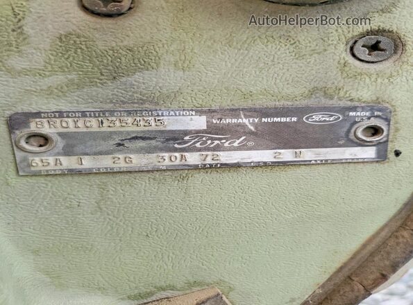8R01C135435 1968 FORD MUSTANG Green Vista de la etiqueta del VIN