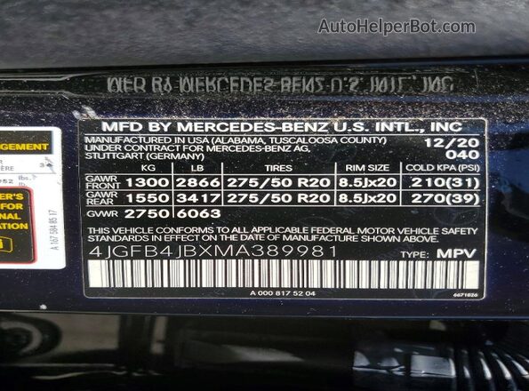 4JGFB4JBXMA389981 2021 MERCEDES-BENZ GLE Black Widok wnętrza 360 stopni