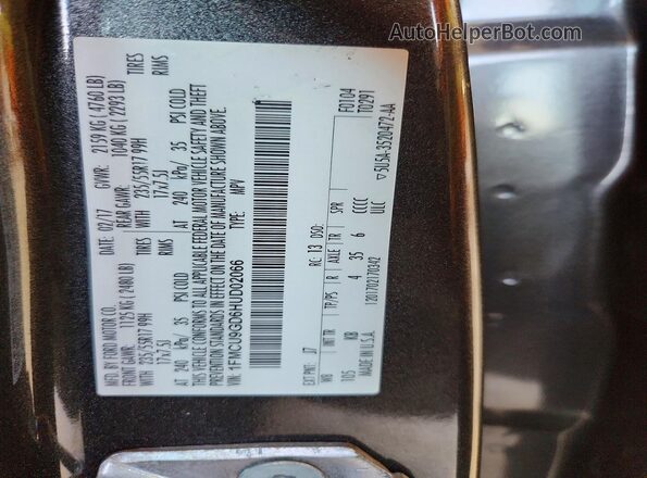 1FMCU9GD6HUD02066 2017 FORD ESCAPE Charcoal სალონის 360-გრადუსიანი ხედი