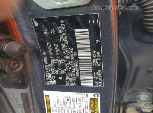 JTEBU5JR8J5489139 2018 TOYOTA 4RUNNER Серый Вид наклейки с VIN-кодом