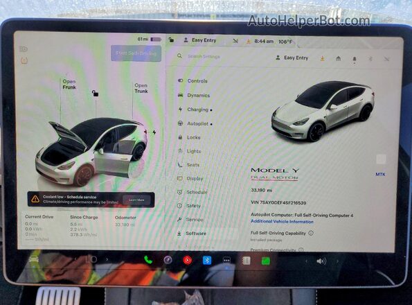 7SAYGDEF4SF216539 2025 TESLA MODEL White Հետևի նստատեղերի տեսք
