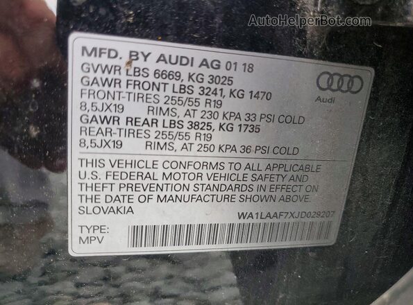WA1LAAF7XJD029207 2018 AUDI Q7 Black სალონის 360-გრადუსიანი ხედი