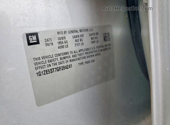 1G1ZE5ST7GF284241 2016 CHEVROLET MALIBU Silver VIN sticker view