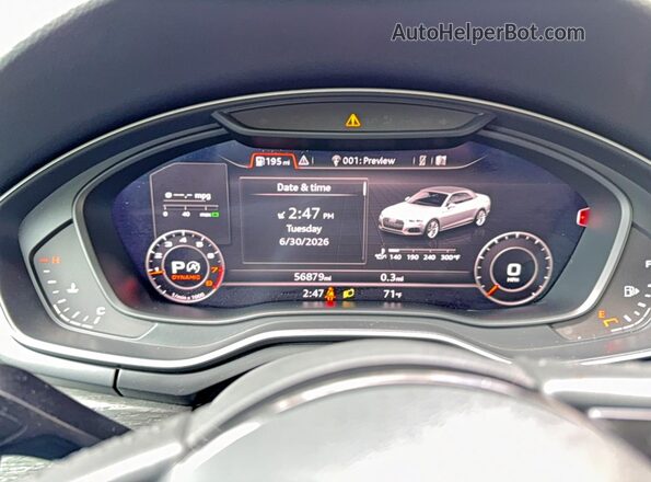 WAUYNGF56JN013336 2018 AUDI A5 Белый Вид щитка приборов