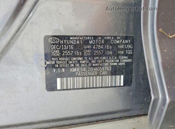 KMHE54L28HA059763 2017 HYUNDAI SONATA Gray Вид наклейки з VIN-кодом