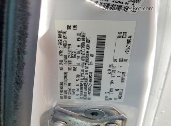 1FMCU9GD9HUB05781 2017 FORD ESCAPE White Панорамний вид салону 360°