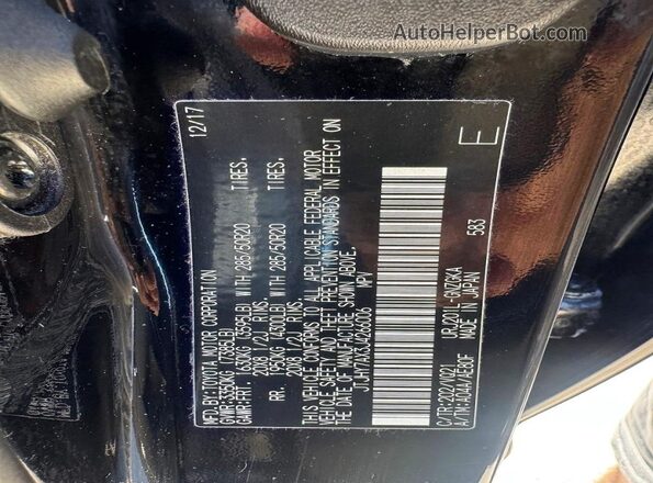 JTJHY7AX3J4266006 2018 LEXUS LX Black VIN sticker view