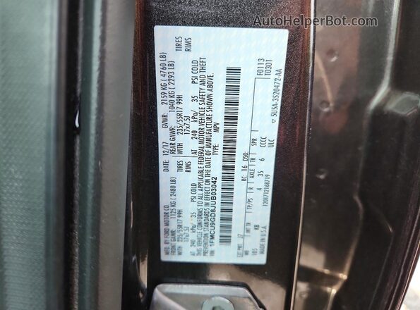 1FMCU9GD8JUB03042 2018 FORD ESCAPE Gray 