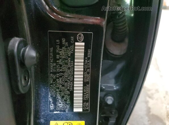 58ABK1GG7GU007644 2016 LEXUS ES Black VIN კოდის სტიკერის ხედი