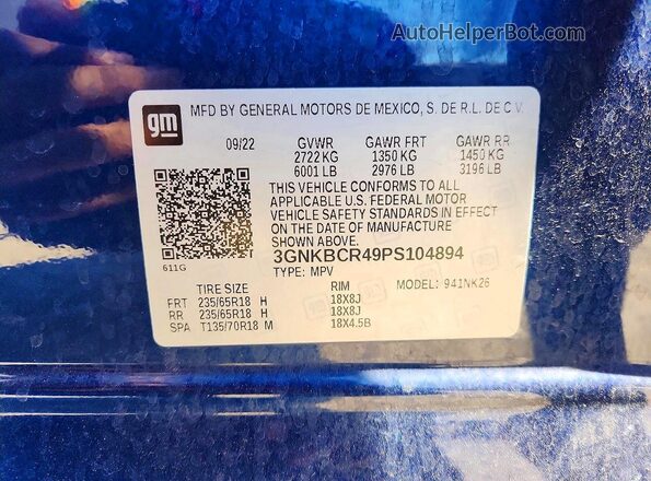 3GNKBCR49PS104894 2023 CHEVROLET BLAZER Blue Սալոնի 360 աստիճան տեսք