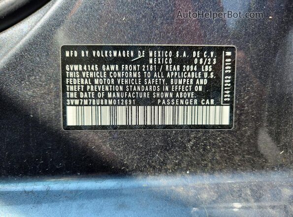 3VW7M7BU8RM012691 2024 VOLKSWAGEN JETTA Gray VIN sticker view