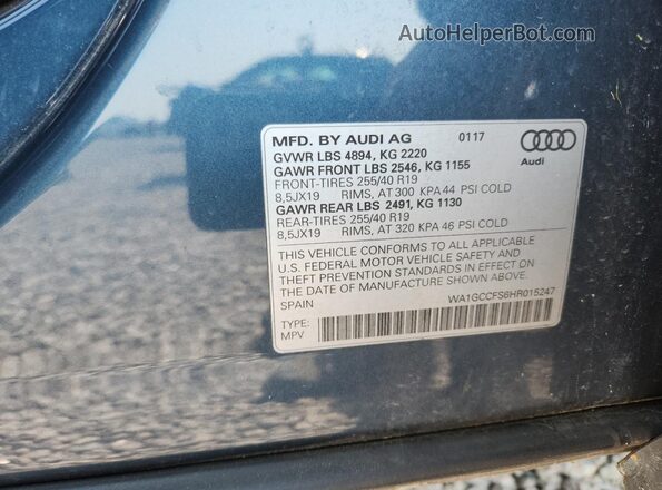 WA1GCCFS6HR015247 2017 AUDI Q3 Blue VIN sticker view