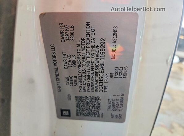 1GCHSCEA6L1169292 2020 CHEVROLET COLORADO White Սալոնի 360 աստիճան տեսք
