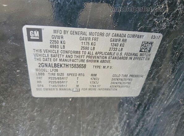 2GNALBEK7H1583658 2017 CHEVROLET EQUINOX Black სალონის 360-გრადუსიანი ხედი
