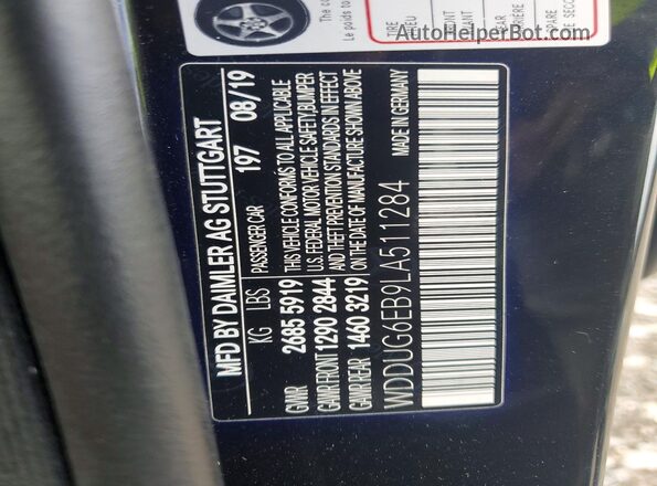 WDDUG6EB9LA511284 2020 MERCEDES-BENZ S Black Vista de la etiqueta del VIN