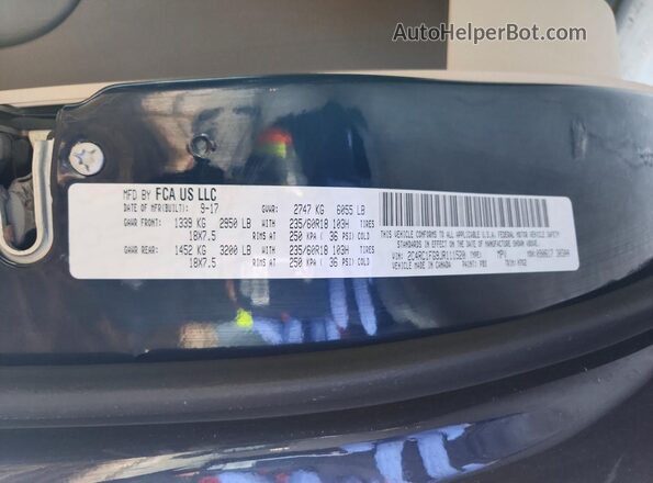 2C4RC1FG9JR111520 2018 CHRYSLER PACIFICA Blue Widok wnętrza 360 stopni