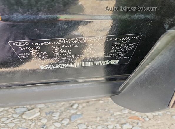 5NMS53AA9LH248917 2020 HYUNDAI SANTA Черный Панорамный вид салона 360°