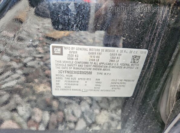 3GYFNEE36GS562588 2016 CADILLAC SRX Black VIN կոդի պիտակի տեսք