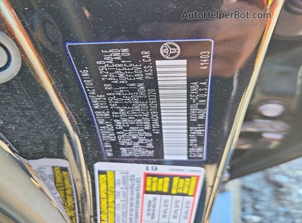 4T1DAACK8TU260320 2026 TOYOTA CAMRY Black VIN sticker view