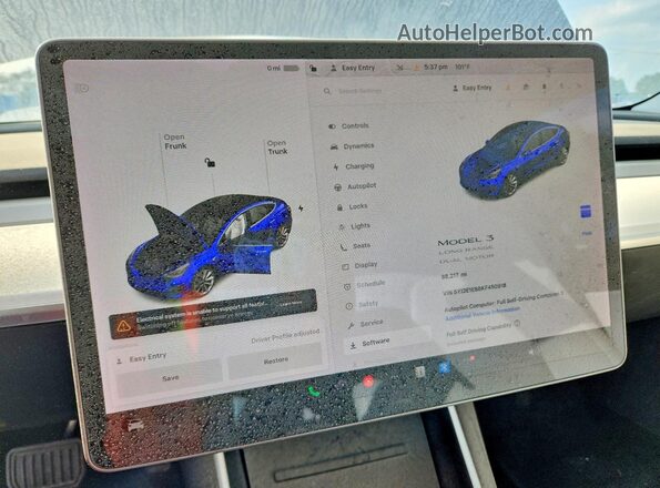 5YJ3E1EB8KF450918 2019 TESLA MODEL Blue Vista de los asientos traseros