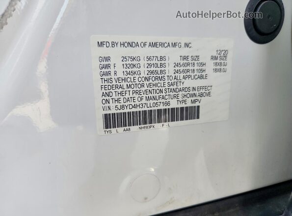 5J8YD4H37LL057166 2020 ACURA MDX Белый 