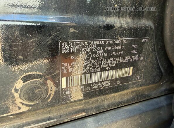 2T3W1RFV5LC072666 2020 TOYOTA RAV4 Black Widok wnętrza z tyłu