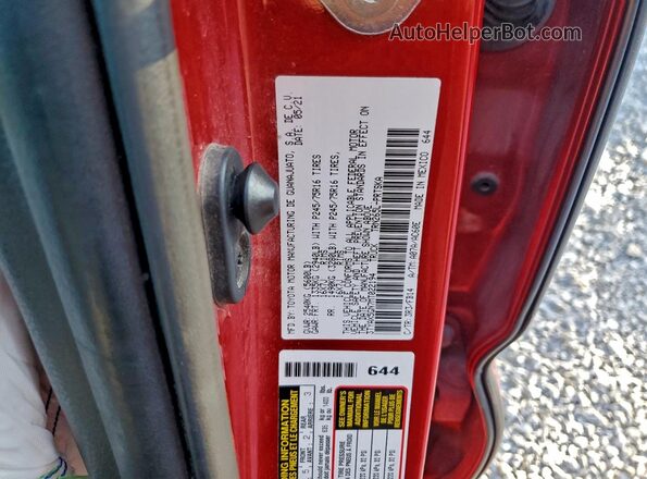 3TYAX5GN7MT022194 2021 TOYOTA TACOMA Red VIN կոդի պիտակի տեսք