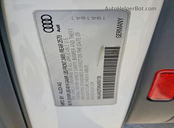 WAUANCF5XKA059139 2019 AUDI A5 Белый Вид наклейки с VIN-кодом