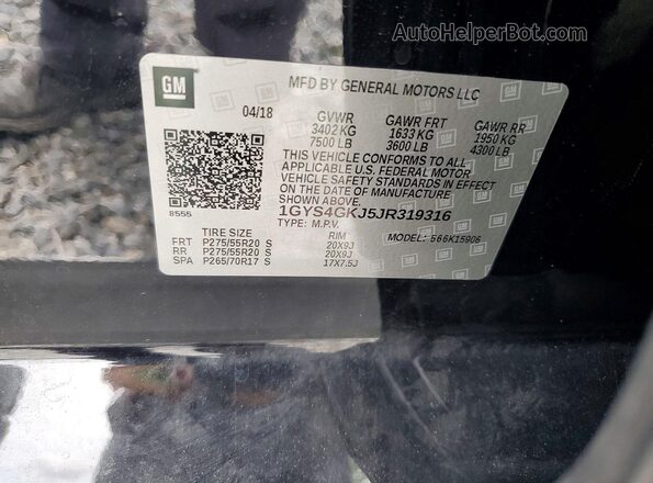 1GYS4GKJ5JR319316 2018 CADILLAC ESCALADE Black Սալոնի 360 աստիճան տեսք