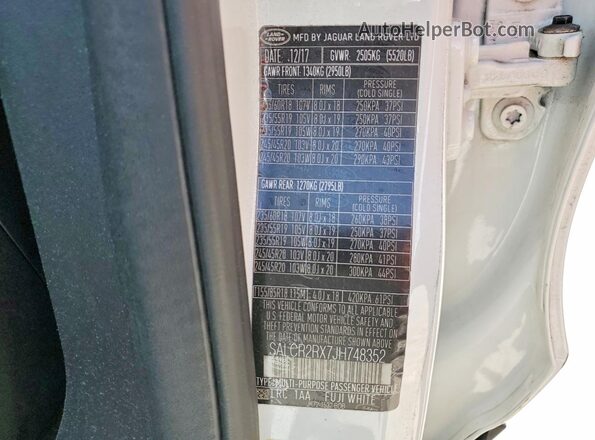 SALCR2RX7JH748352 2018 LAND ROVER DISCOVERY White სალონის 360-გრადუსიანი ხედი
