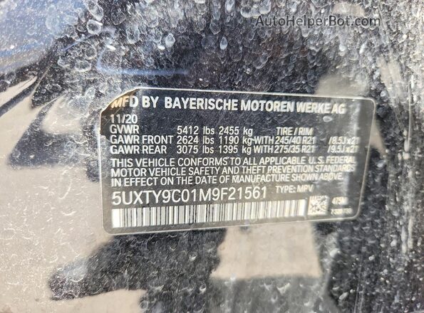 5UXTY9C01M9F21561 2021 BMW X3 Black Widok naklejki z numerem VIN