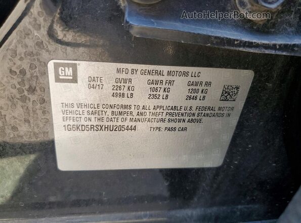 1G6KD5RSXHU205444 2017 CADILLAC CT6 Black Vista de la etiqueta del VIN