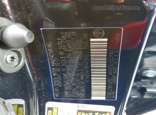 4T1K61AK1MU442972 2021 TOYOTA CAMRY Black VIN կոդի պիտակի տեսք