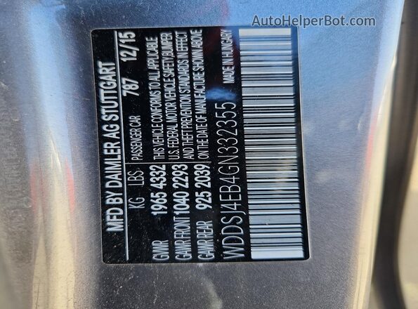 WDDSJ4EB4GN332355 2016 MERCEDES-BENZ CLA-CLASS Gray Vista de la etiqueta del VIN
