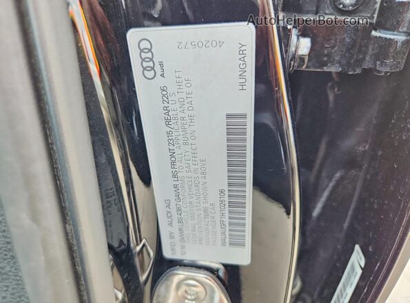 WAUAUGFF1H1026106 2017 AUDI A3 Black Vista de la etiqueta del VIN