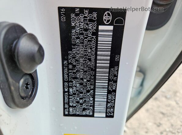JTDBVRBD4GA000554 2016 TOYOTA MIRAI White Շարժիչի բաժամունքի տեսք