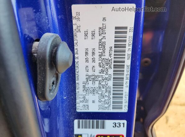 3TMAZ5CN2PM200187 2023 TOYOTA TACOMA Blue Vista de la etiqueta del VIN