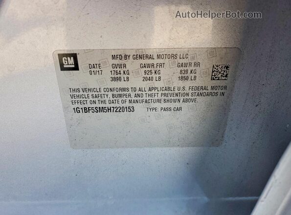 1G1BF5SM5H7220153 2017 CHEVROLET CRUZE Silver Vista del compartimento del motor