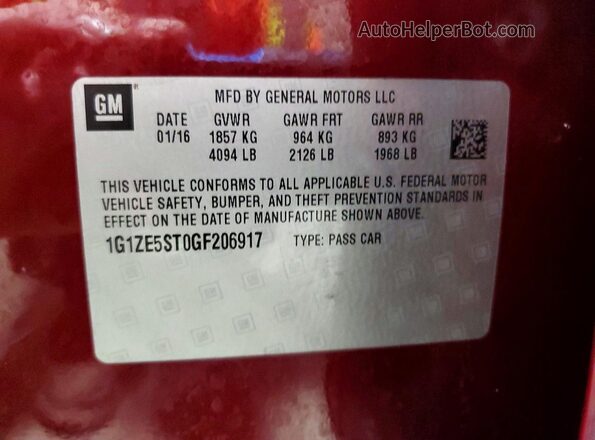 1G1ZE5ST0GF206917 2016 CHEVROLET MALIBU Burgundy 360 interior view