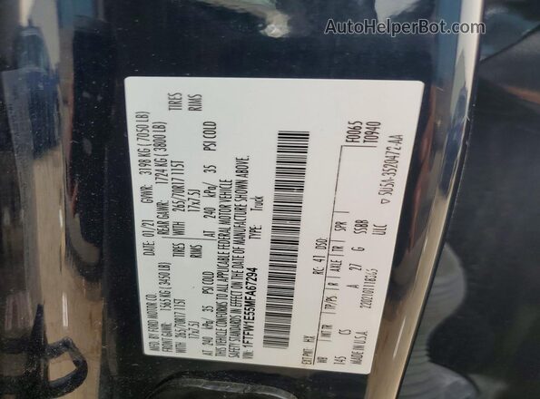 1FTFW1E55MFA67294 2021 FORD F150 Blue Вид наклейки з VIN-кодом