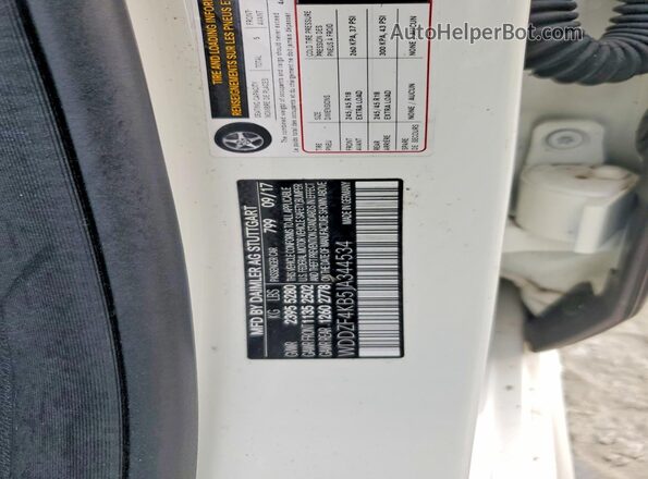 WDDZF4KB5JA344534 2018 MERCEDES-BENZ E White Вид наклейки з VIN-кодом