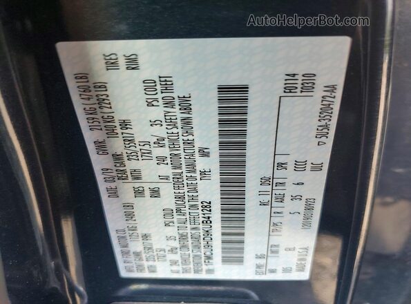 1FMCU9HD9KUB41282 2019 FORD ESCAPE Black VIN sticker view