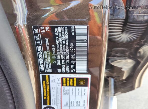 55SWF4JB2HU198799 2017 MERCEDES-BENZ C Tan Vista de la etiqueta del VIN