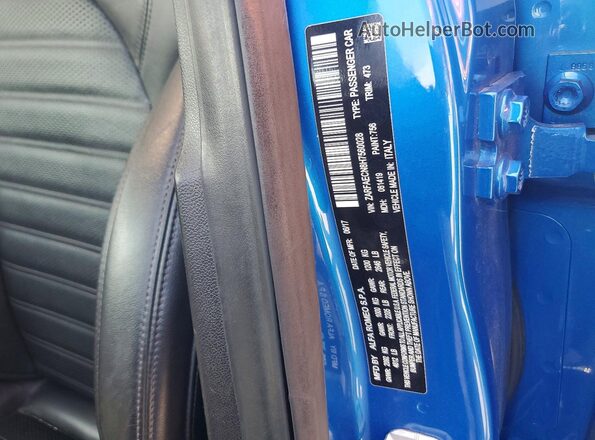 ZARFAECN8H7560028 2017 ALFA ROMEO GIULIA Blue VIN კოდის სტიკერის ხედი