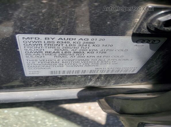 WA1LXAF76LD004841 2020 AUDI Q7 Серый Панорамный вид салона 360°