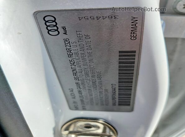 WAUUPBFF0HA044717 2017 AUDI A3 White Vista de la etiqueta del VIN