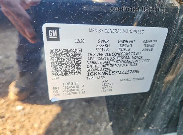 1GKKNRLS7MZ157865 2021 GMC ACADIA Blue 360 interior view