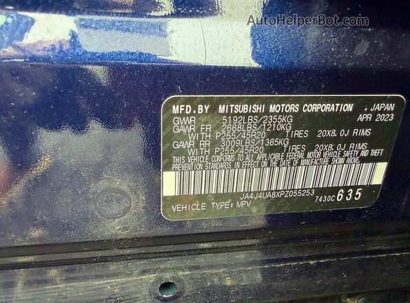 JA4J4UA8XPZ055253 2023 MITSUBISHI OUTLANDER Blue Widok wnętrza z tyłu