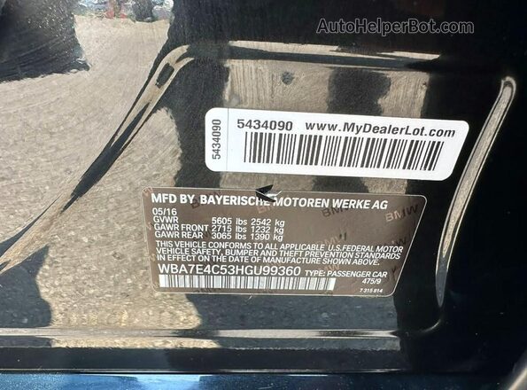 WBA7E4C53HGU99360 2017 BMW 7 SERIES Black Widok wnętrza z tyłu